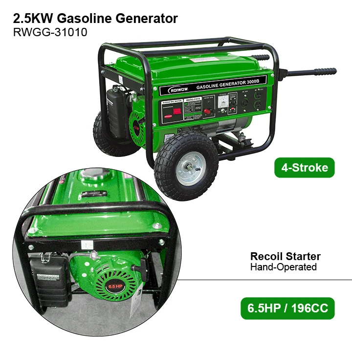 2.5KW Gasoline Engine Portable Generators Home House Camping Use Gas Generator Electric Start Small Petrol Power Generators