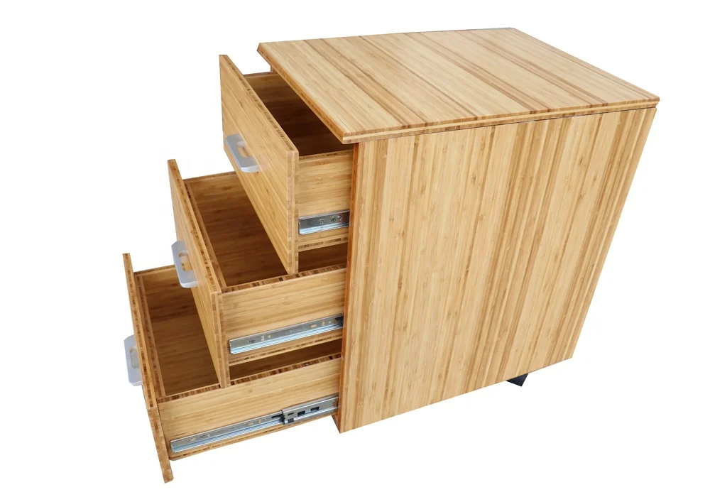 New Design Freestanding Office Furniture Bamboo Chest Storage Cabinet With 3 Drawers