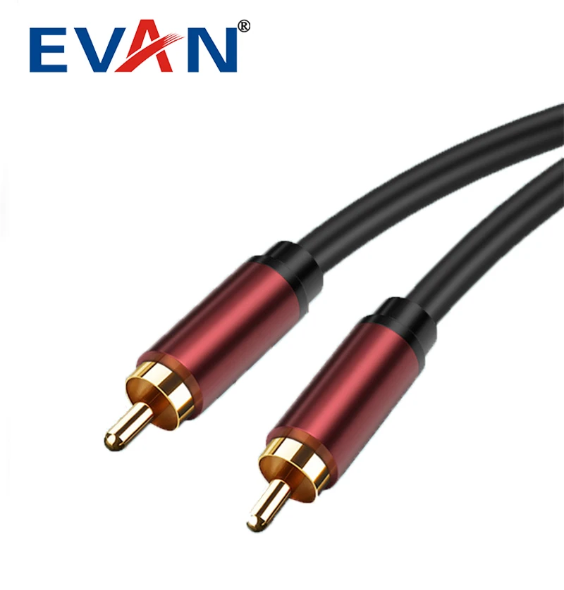 HIFI RCA gold plated Aluminum Shell Audio speaker cable 1 RCA to 1 RCA Cable