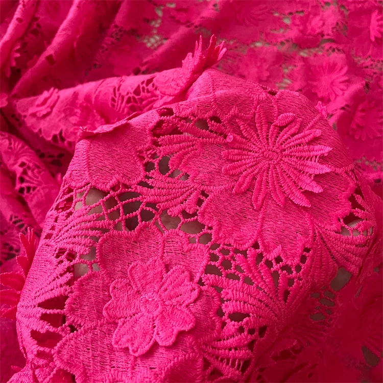 2024 New design African bridal wedding decoration materials Guipure Lace Fabric Nigerian Cord Embroidery Lace Fabric