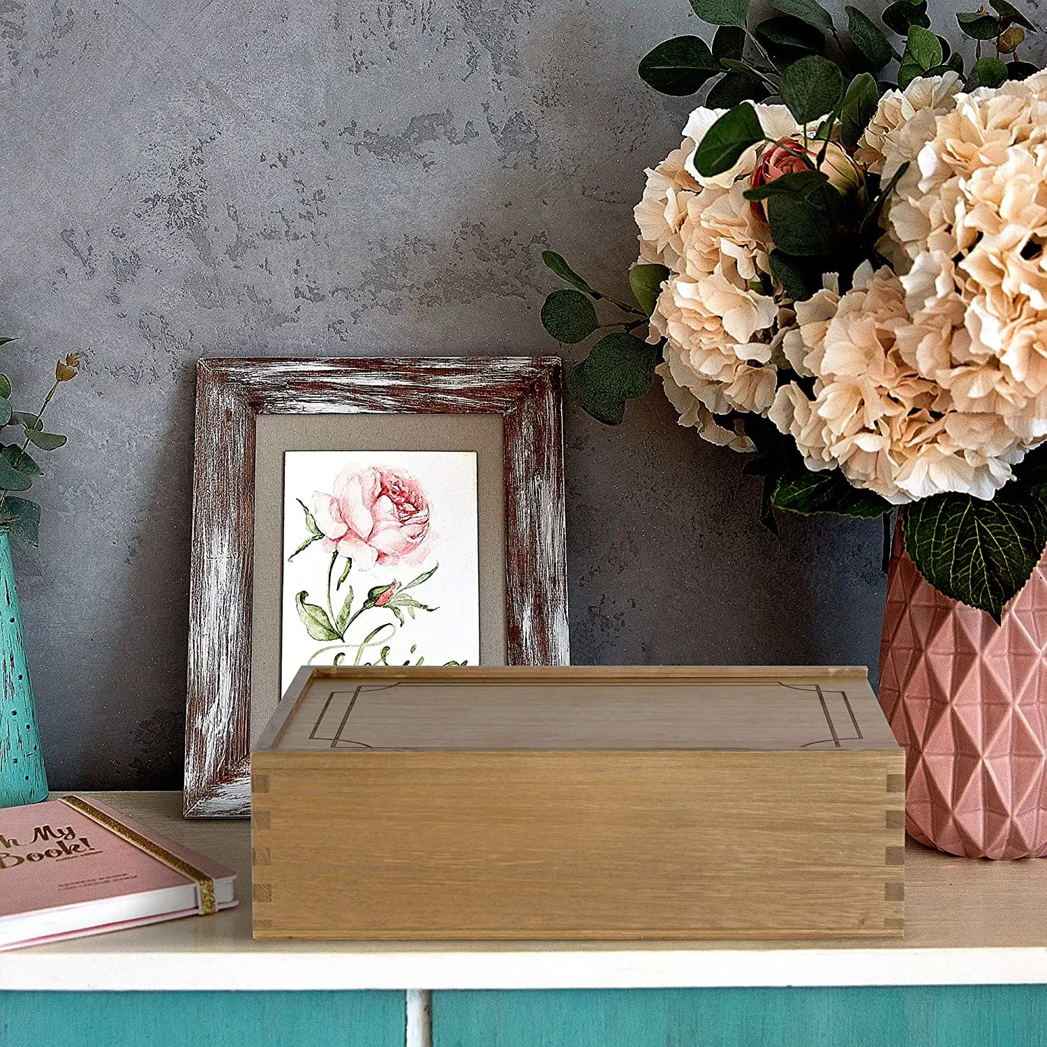 Dilun Customized Memory Keepsake Box -Paulownia Wooden Box  With Sliding Lid  for Jewelry, Trinkets, Letters, Souvenirs, Photos