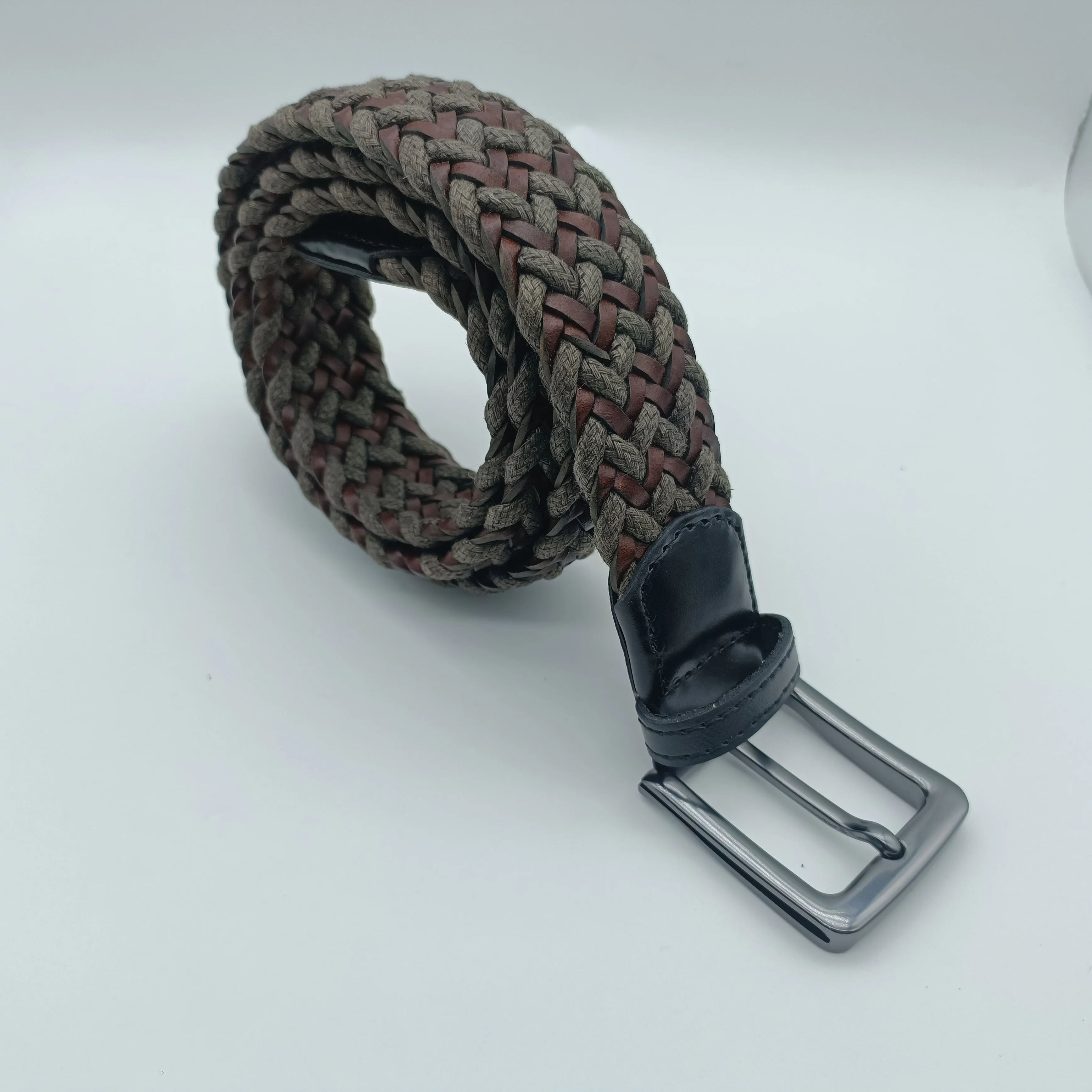 Fashion Knitted Solid Color Canvas Elastic Stretch Belt Fabric Casual Woven Belt for Jeans Belts