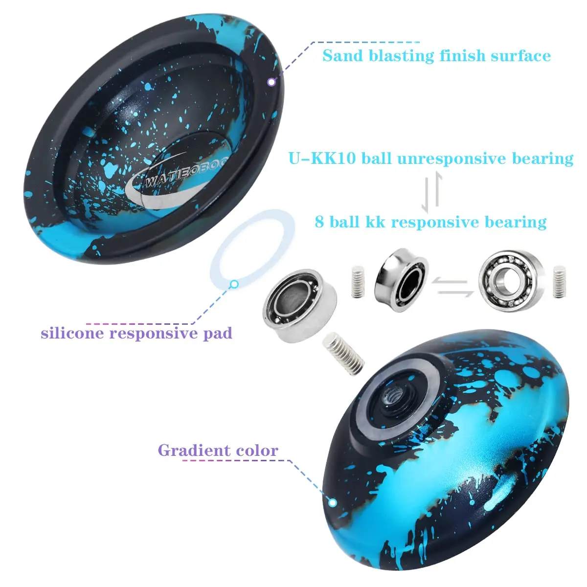 WATIEBOO Unresponsible Magic Yoyo Toy Butterfly Aluminum Metal Yo-yo Professionals Yoyo Ball Christmas Present