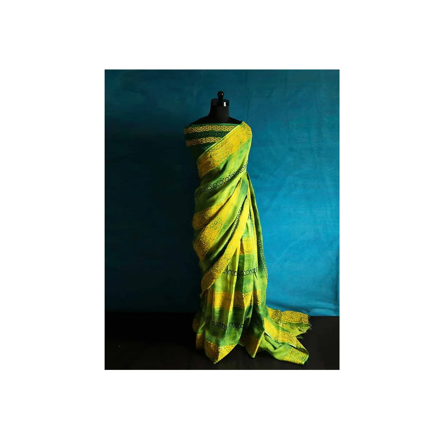 Indian Designer Ethnic Clothing Luxury Pure Hand Block Printed Linen Saree for Wedding Partywear Indian Clothing