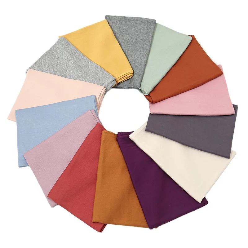 Hot Sale Ramdan Solid Color Muslim hijab Jersey Scarfs Muslim Hijab