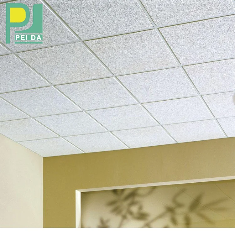 Interior Office Decor PVC Vinyl Coated Gypsum False Plaster Ceiling Tiles  Factory Price