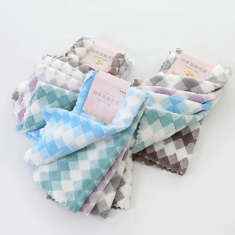 Cheap Microfiber Cleaning Cloth Rag High Absorbent 5PCS Per Pack Quickly Dry Coral Velvet Dish Kitchen Towel