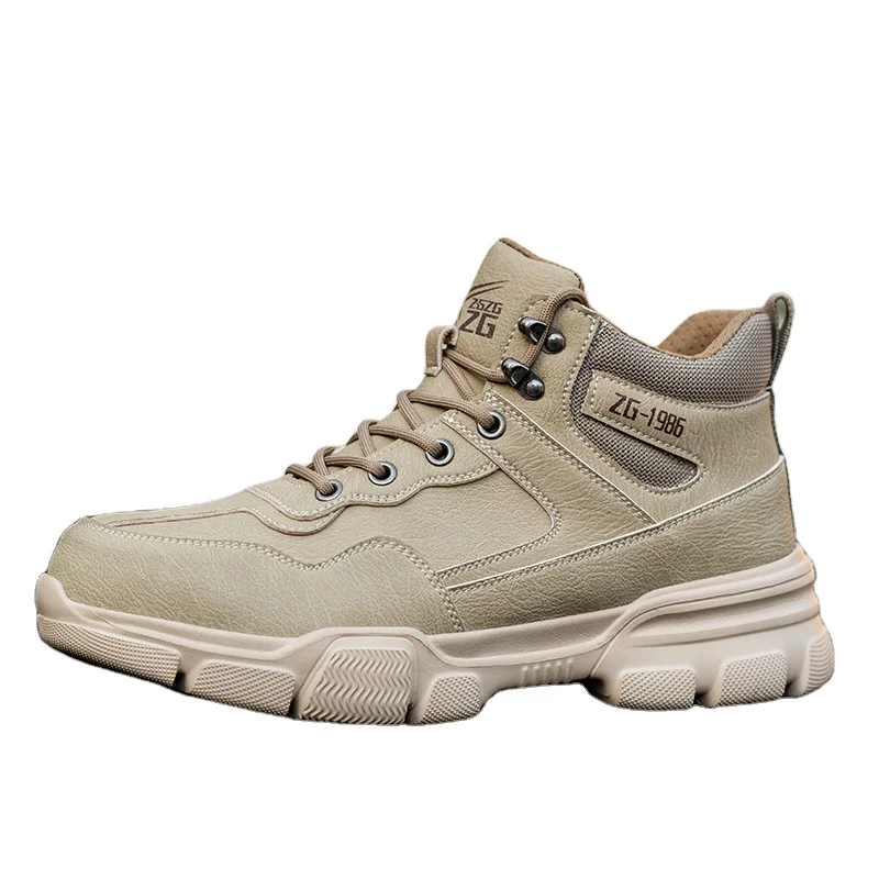 Hot sales middle cut Microfiber leather steel toe  safety boots, EVA sole anti-smashing waterproof sport safety shoes for men