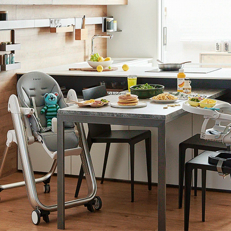 Американский дизайн 2 в 1, алюминиевый стул для кормления и сна с четырьмя колесами