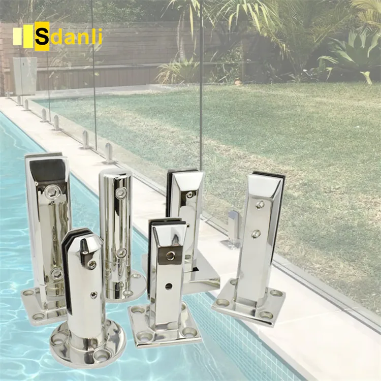 Hot Selling Glass Support Pool Glass Fence Frameless Balustrade Railing Deck Glass Spigot With Square Base