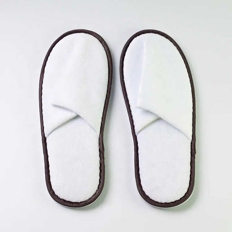Custom Logo Cheap White Velvet Spa Slippers Hotel Spa Overnight Hotel Slippers