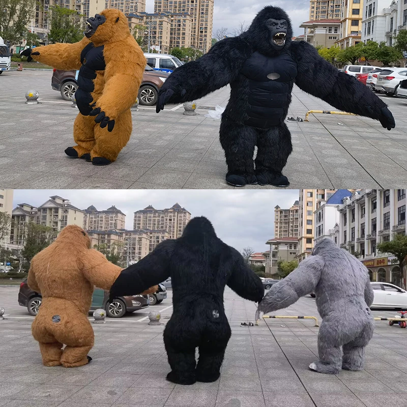 Funtoys 2.6m Inflatable King Kong Costume for Adult Halloween Plush Furry Gorilla Mascot costume for sale