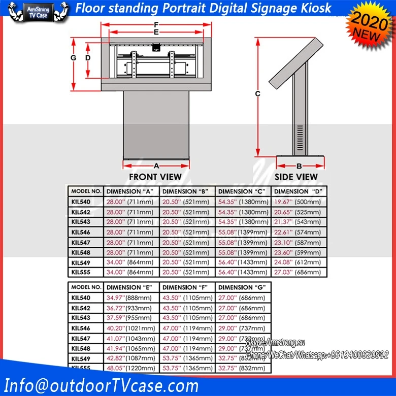
ARMS1361FLS wholesale pi6 outdoor led tv indoor Waterproof Apollo Enclosures advertising totem 