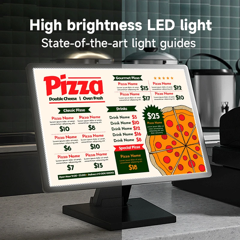 A3 A4 Adjustable LED Light Box Restaurant Menu with Temper Glass Poster Led Advertising Box