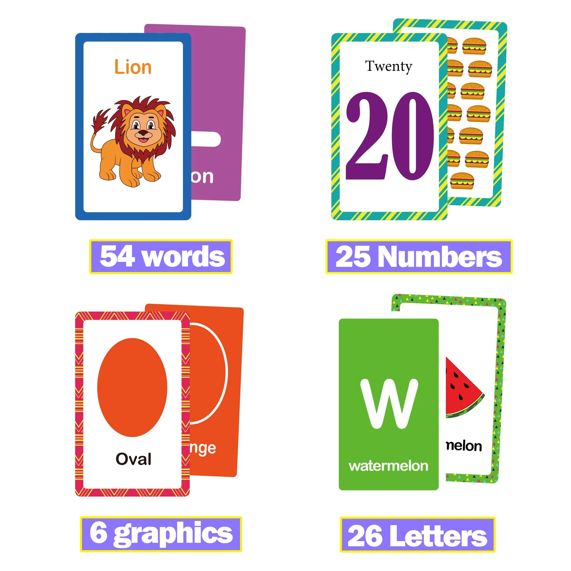 Children Early Education Alphabet Learning Flash card learn letters colors shapes numbers and words Early childhood flashcards