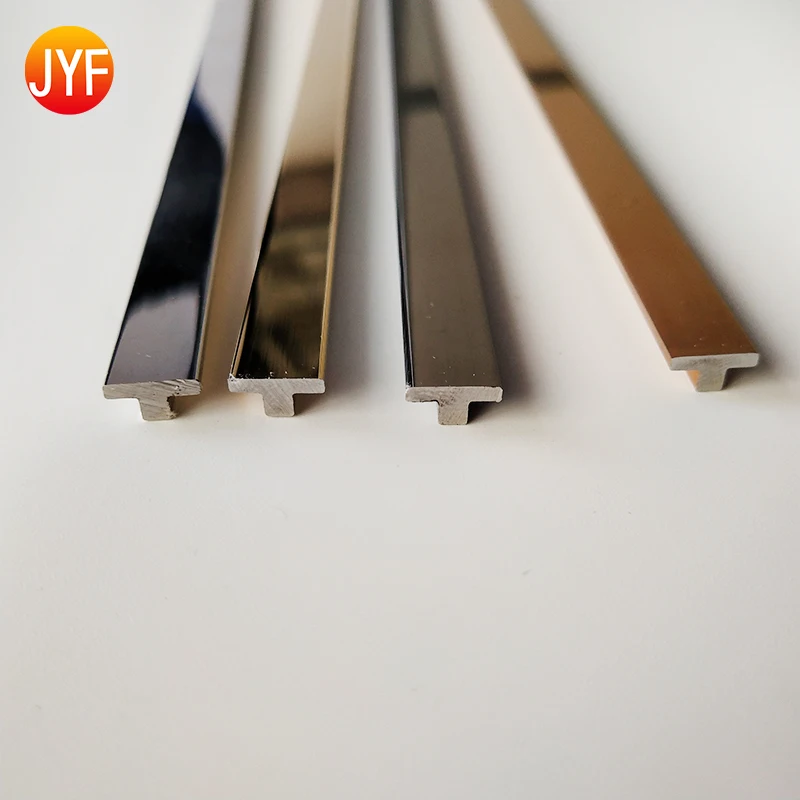 WL240 Durable Tile Accessories for Ceiling and Wall Decor Rose Gold Stainless Steel Solid T Profile Trim Strips