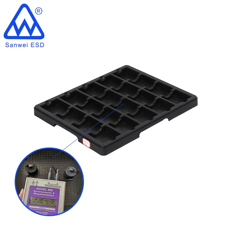 3W-9805127 Custom black ESD PCB conductive anti static plastic tray