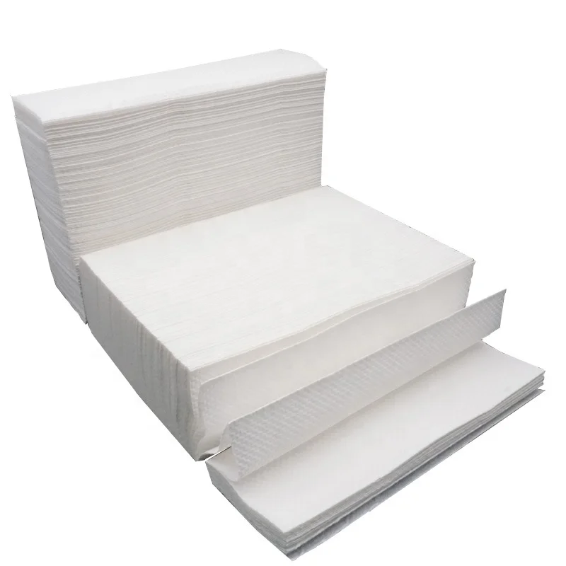 Промышленные однослойные белые складные бумажные полотенца для дозатора туалетной бумаги