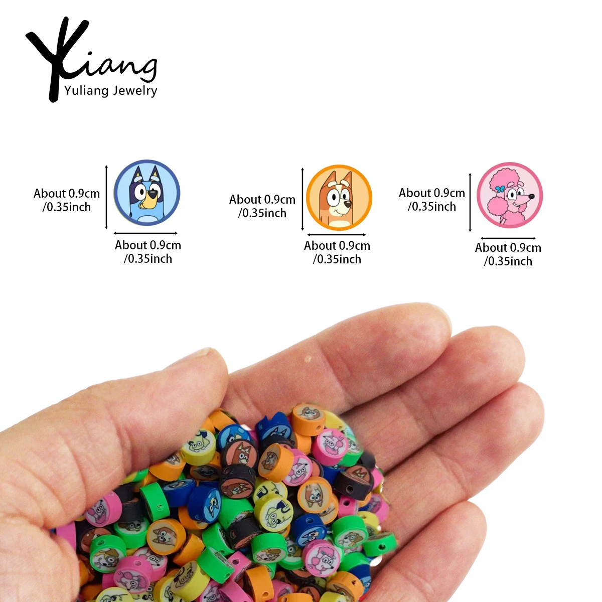 wholesale 500pcs  2024 dog polymer clay beads  are used for handmade jewelry making bracelets, necklaces for kids  woman