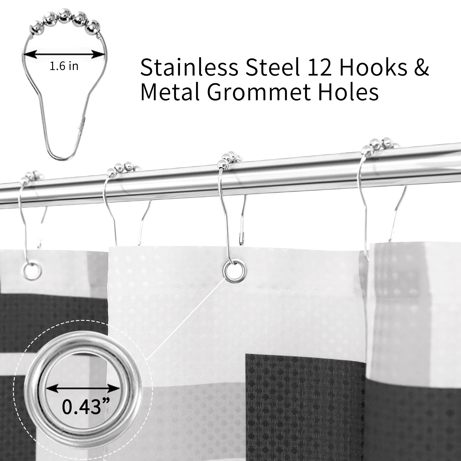 36*72 дюймов, 100% полиэстер, качественная черная занавеска для душа в ванную комнату