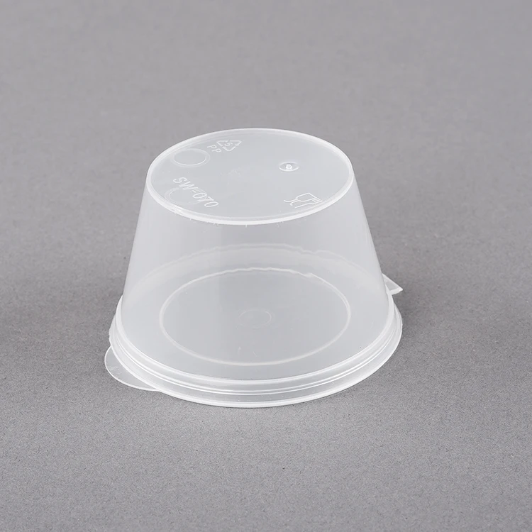 Small Tasting Cups Disposable Clear Plastic Portion Hinged Lid pp sauce cup with lid
