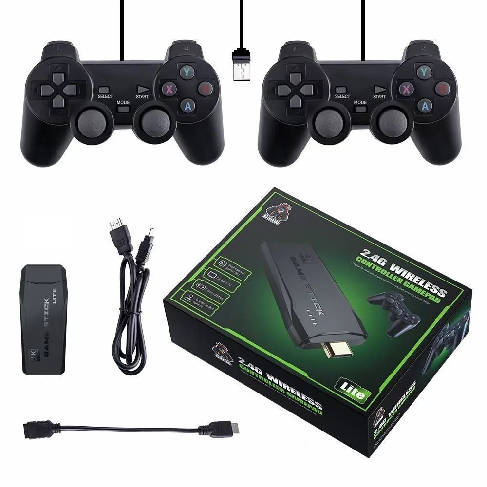Portable M8 2.4G TV Video Game Console 2.4G Double Wireless Controller Gaming Stick 4K 10000 games 64GB Retro games For PS1/GBA