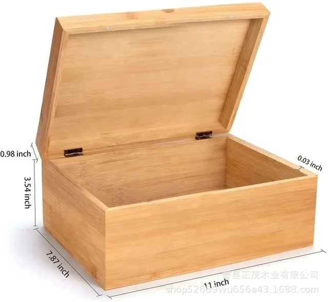 2023 Large Wooden Box with Hinged Lid Black Stash Wooden Storage Box Decorative boxes with lids