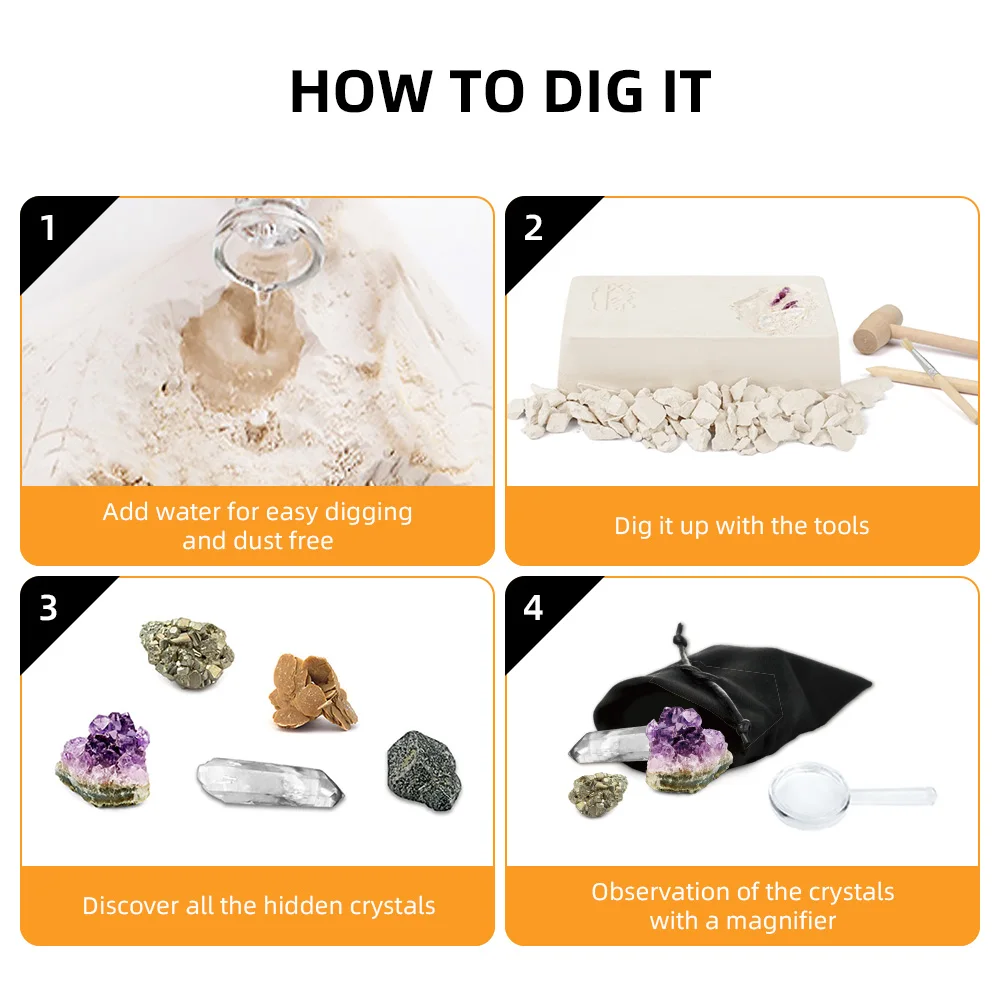 PianoPotato Excavation Kit Dig Kit NATIONAL GEOGRAPHIC Excavate Real Gems Rock Gemstone  Rocks  Minerals Crystal Dig Kit