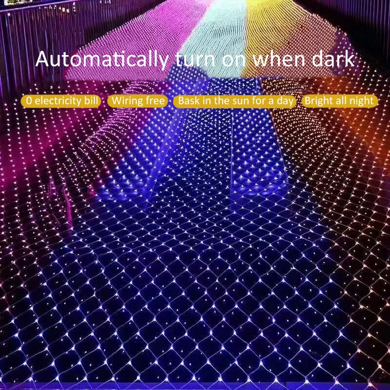 Net Led Flashing String Lights 220v 110v Eu Us Plug 1.5x1.5m Outdoor Waterproof Garden Christmas Decoration Mesh Fairy Lights