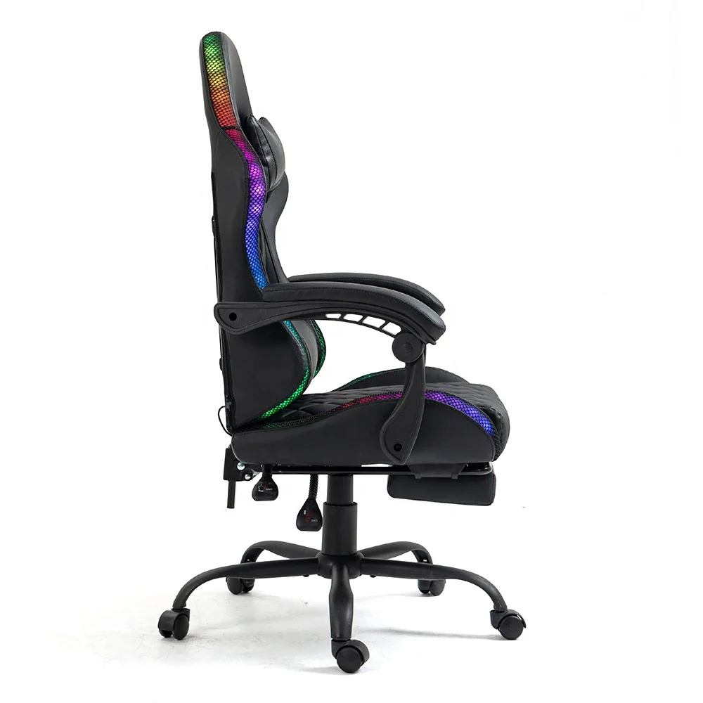 white gaming chair with LED Light ergonomic best computer office chair for gaming