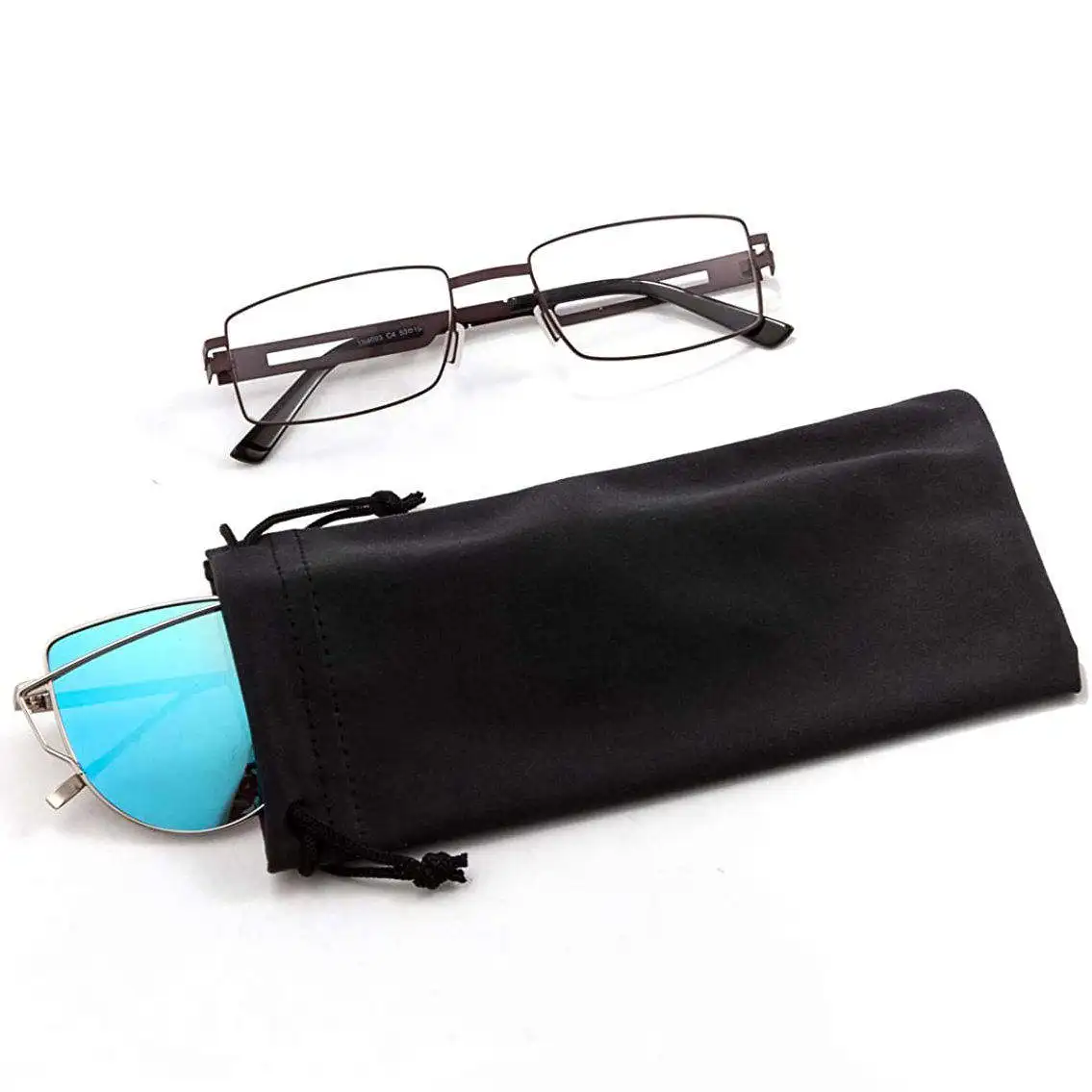 Sunglasses Pouch Soft Slim Glasses and Phone Case with Drawstring Comfortable Eyeglass Storage Bags