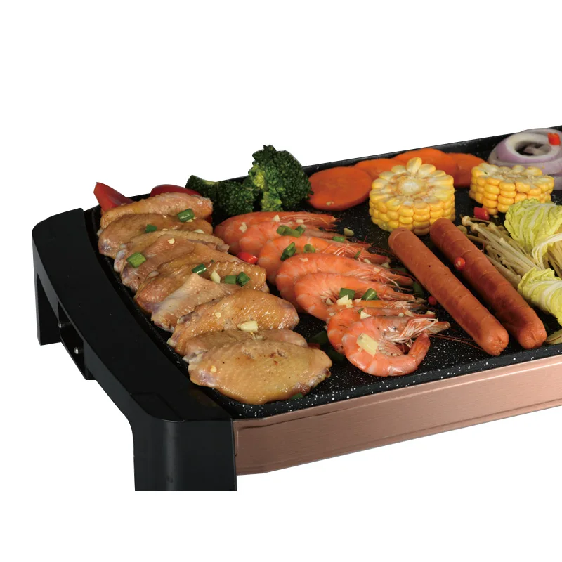 DENUO Indoor Electric BBQ Pan Highly Efficient Table Smokeless Non Stick Coating Aluminum Electric Grill