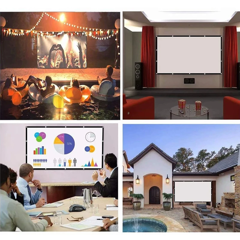 Yovanxer Projector Screen Portable HD Foldable for Home Theater Outdoor Indoor Double Side Projection Curtain Polyester