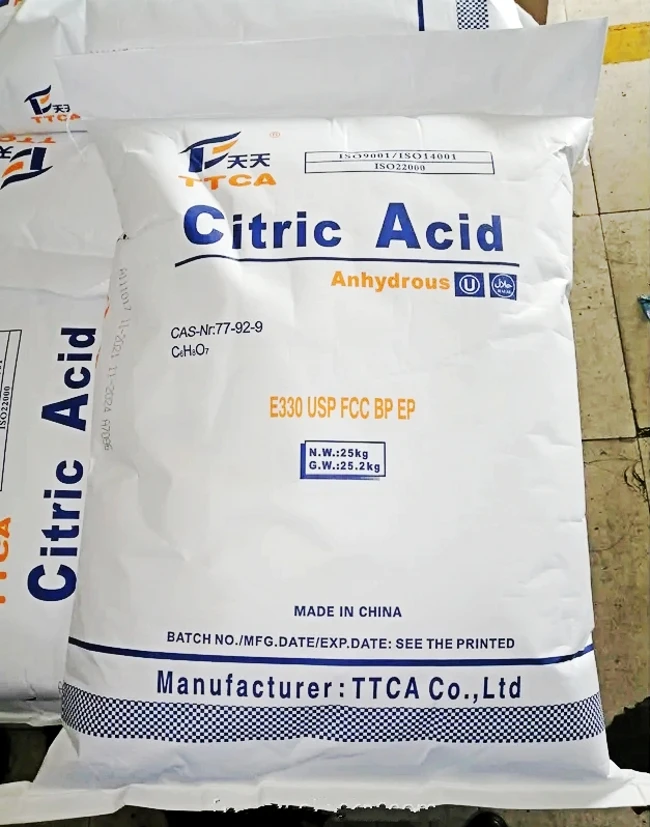 Food Grade Ensign TTCA Citric Acid Monohydrate E330 Citric Acid Anhydrous
