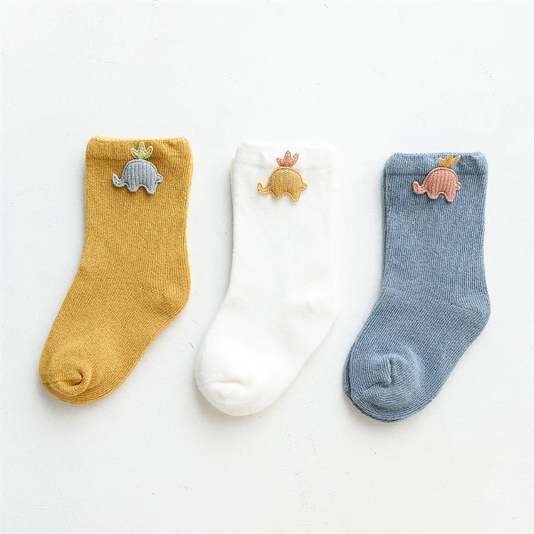 3 Pairs/set Animal Pattern Cute Manufacture Custom Logo Knitted Vintage Outdoor Child Girls Anti Slip Kids Socks