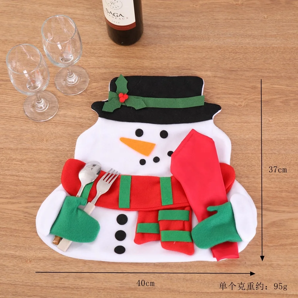 Hot Spot Christmas Gifts Santa Snowman Placemat Double Layer Table Mat White With Napkin