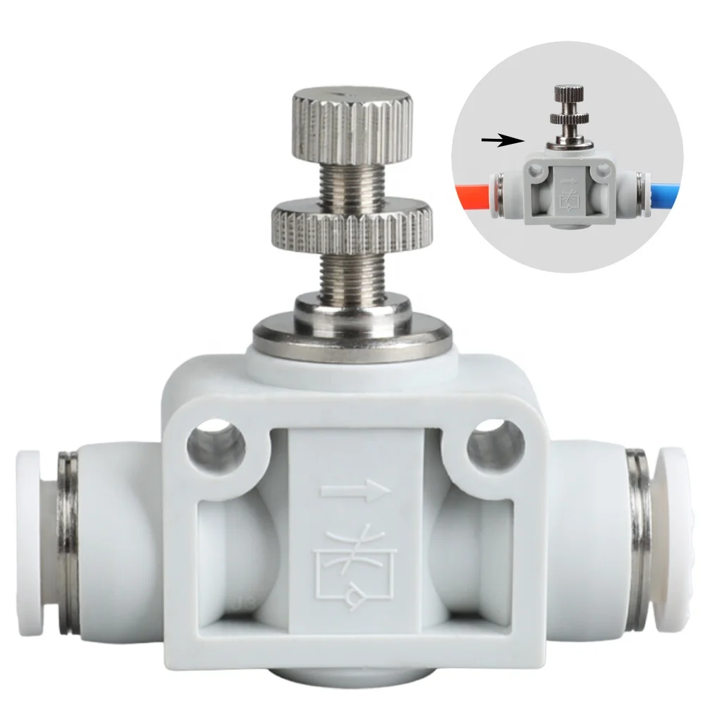 SA 4mm 6mm 8mm Push Fit In Air Compressor Hose Pipe Tube Metric Pneumatic Fitting Fittings Quick Connector Speed Adjusting Valve