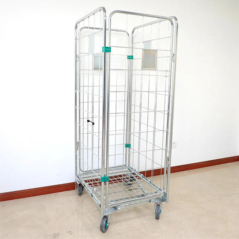 4 стороны складное роликовая тележка клетка ячеистой сети рулонный контейнер для логистики и оборот грузовая тележка контейнер на колесиках