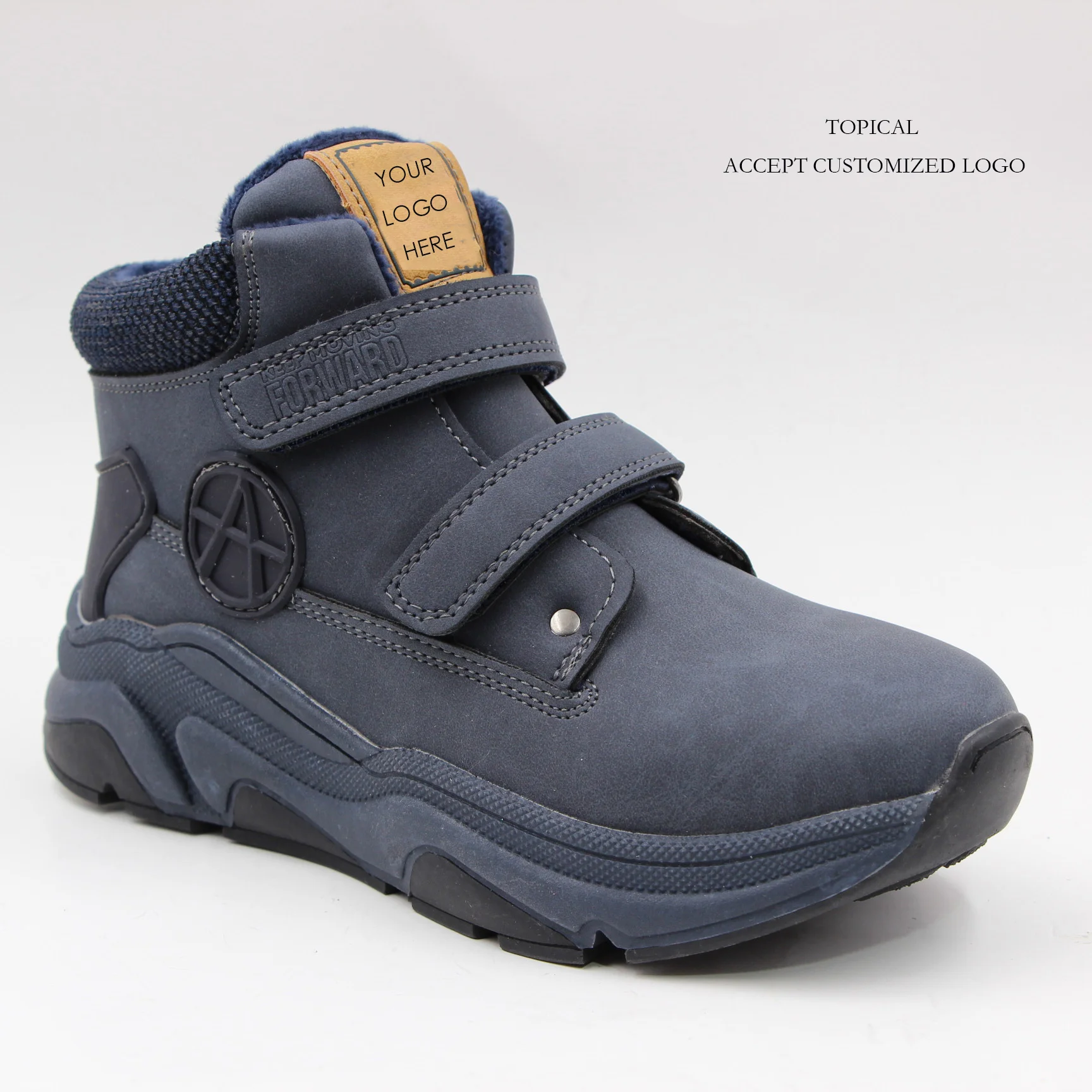 Winter Navy chunky high top ankle casual sport boots big kids boys sneakers shoes