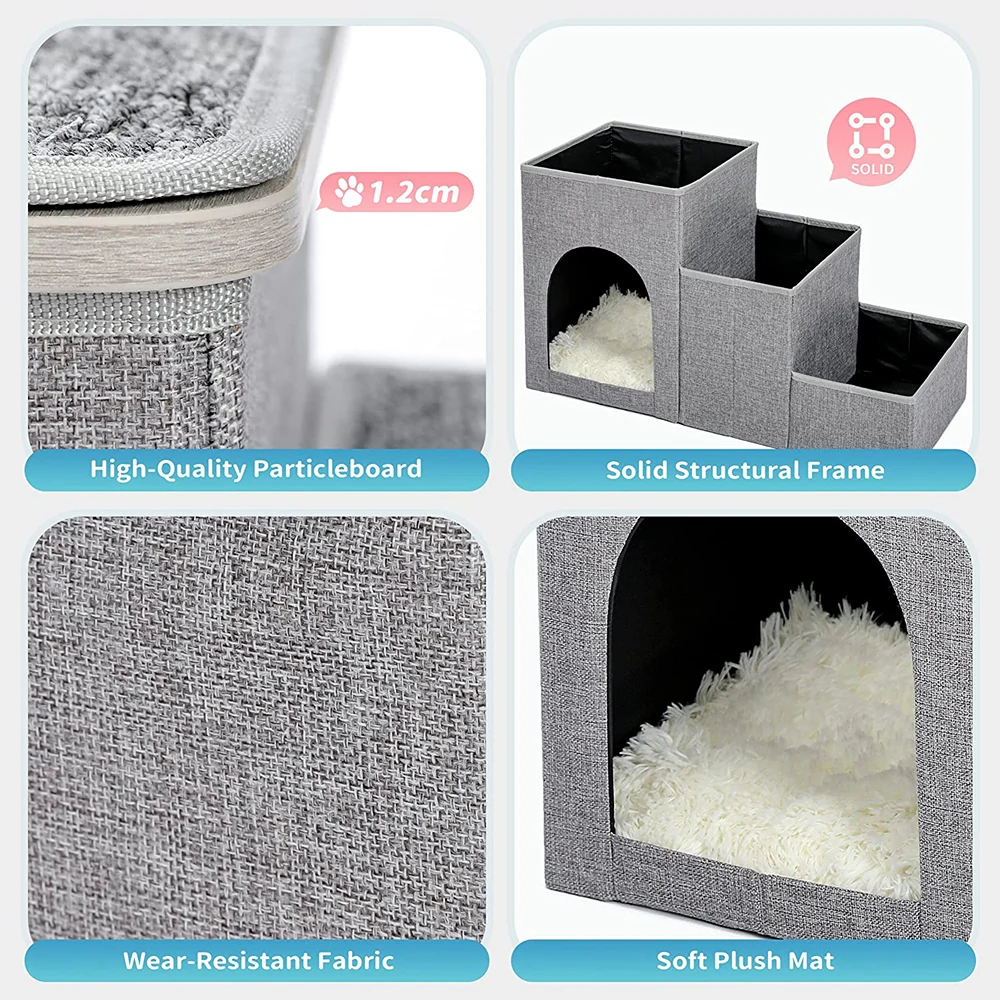 Foldable Tough Pet Steps Ladder Stool Cat Doggy Sofa Stairs Bed House For Small Old Cats Doggie