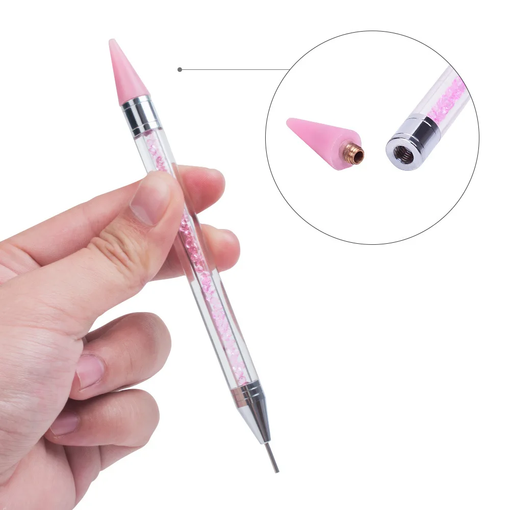 Hot Selling Double Tip Point Drill Pen Nail Pen Printed Head Metal Acrylic Point Drill Pen