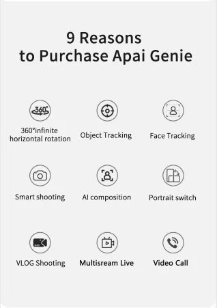  2021Top селфи-палка Apai Genie II с поворотом на 360 градусов автоматическое отслеживание лица умная робот камера для стрельбы
