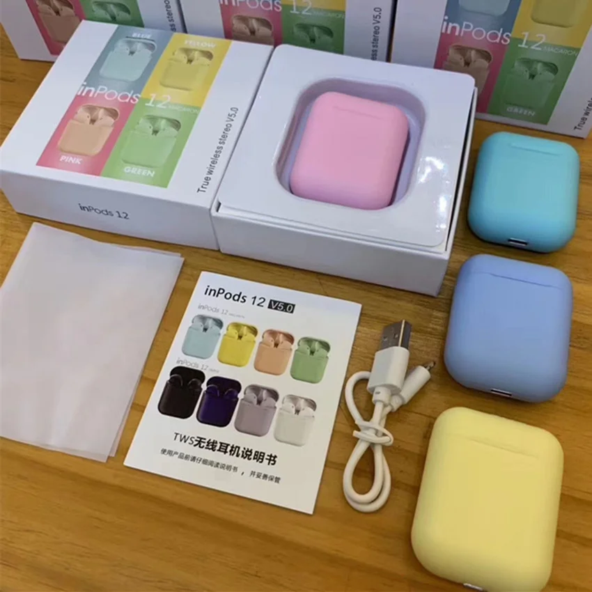 
Free shipping inpods 12 Wireless earphone Earbuds Touch Control i12 TWS inpods12 Headphone 5.0 Stereo sport headset in ear 