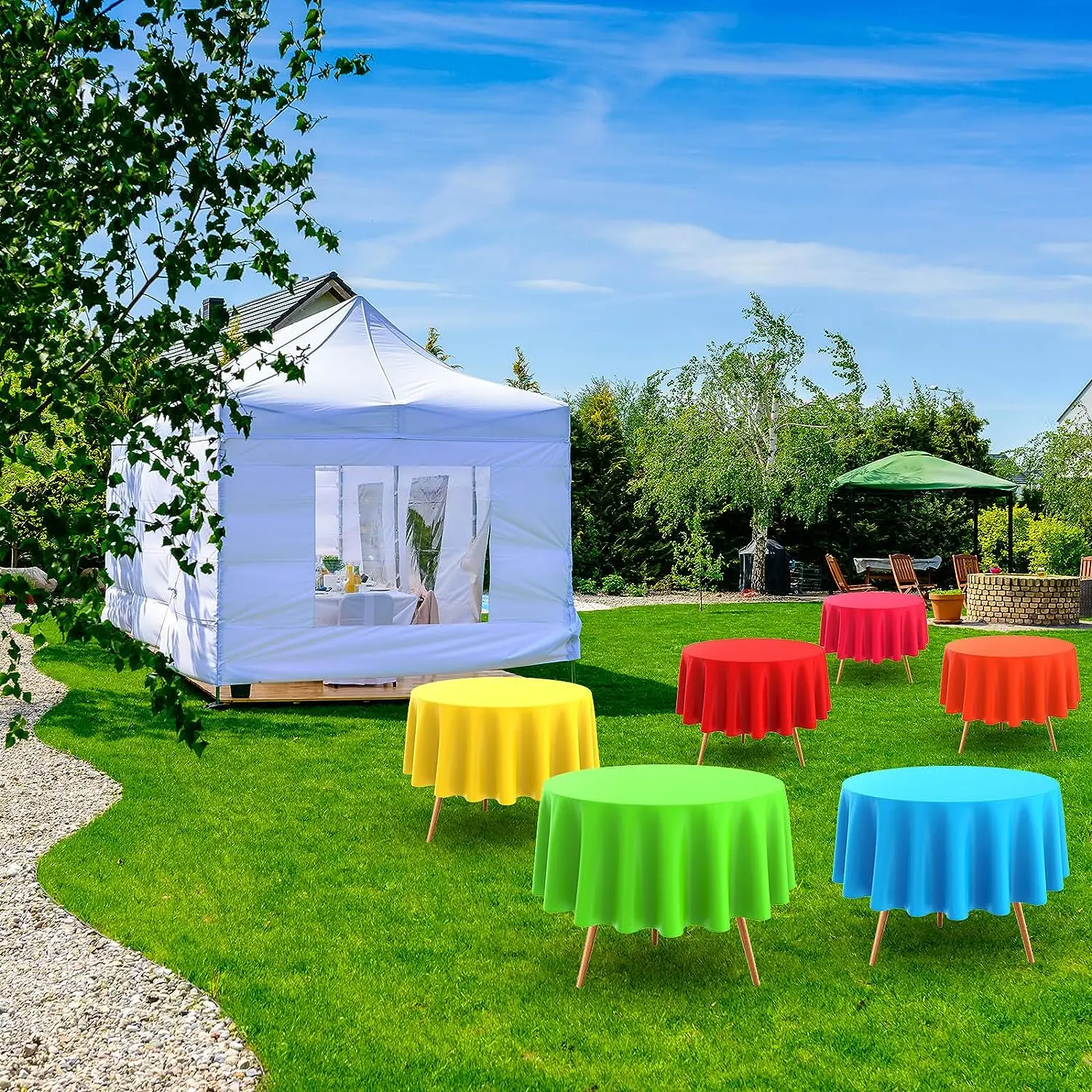 Wholesale Custom Solid Color Tablecloths Reusable Plastic  PEVA Party Round Rectangle Table Covers