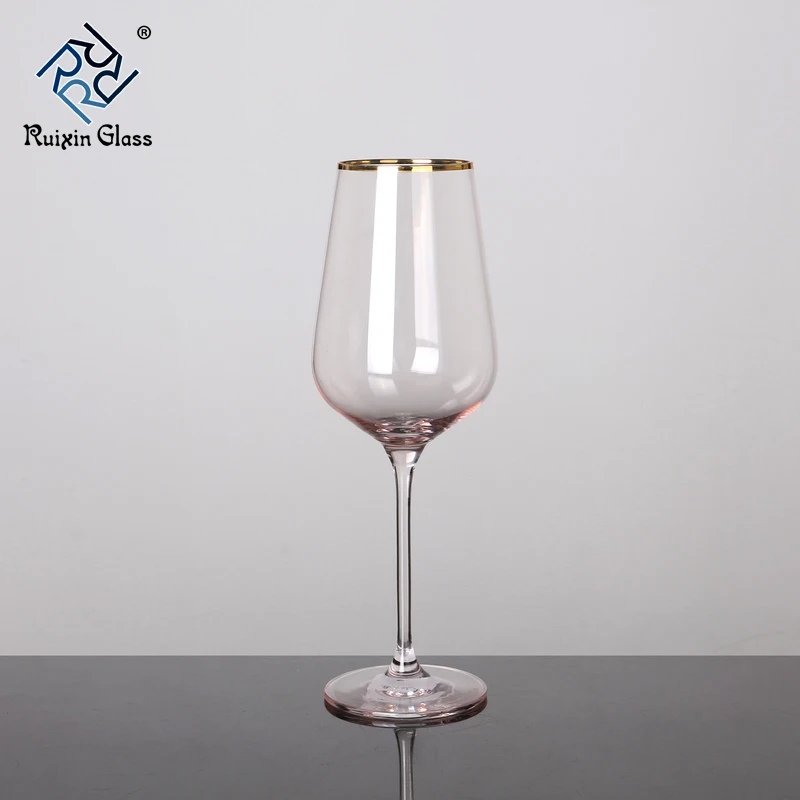 Large Capacity Lead Free Crystal Red Wine Glasses Gold Rim Colored Glass Goblets