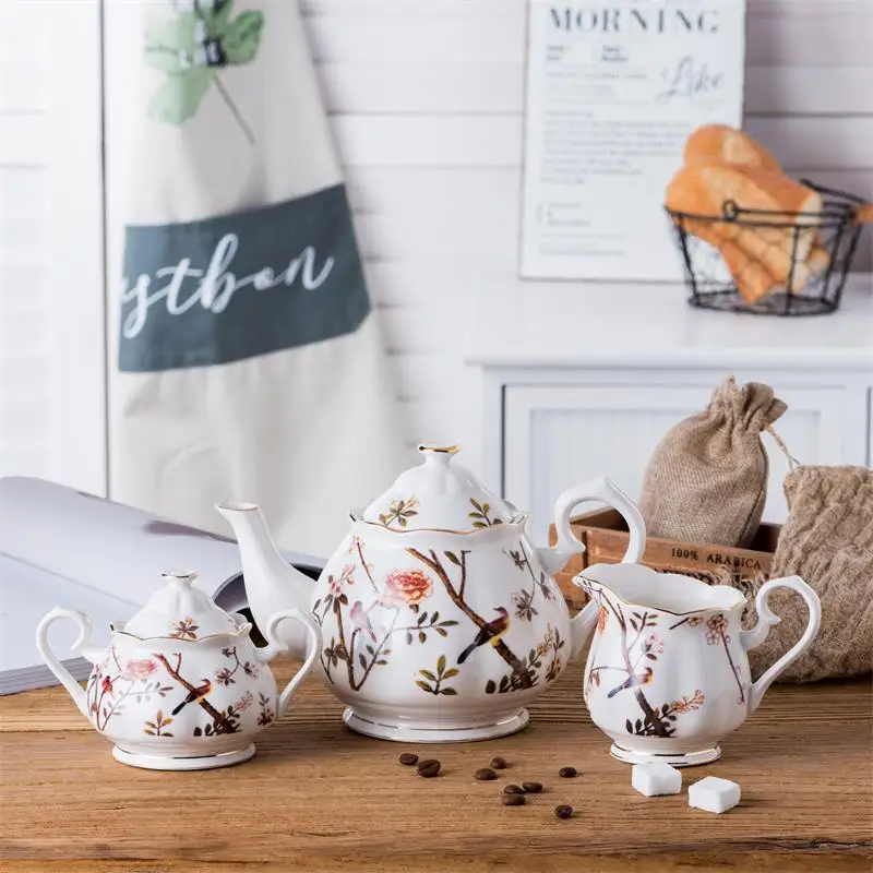 High Quality Afternoon Tea Time Used Elegant Sugar Pot Porcelain Teapot Ceramic Tea Pot Set
