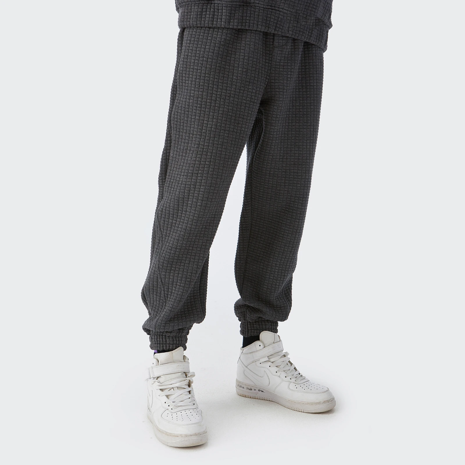 New Fashion Waffle Jogger Pant 380gsm Fit Sports Relax Lounge Drawstring Men Plain Sweat Pants