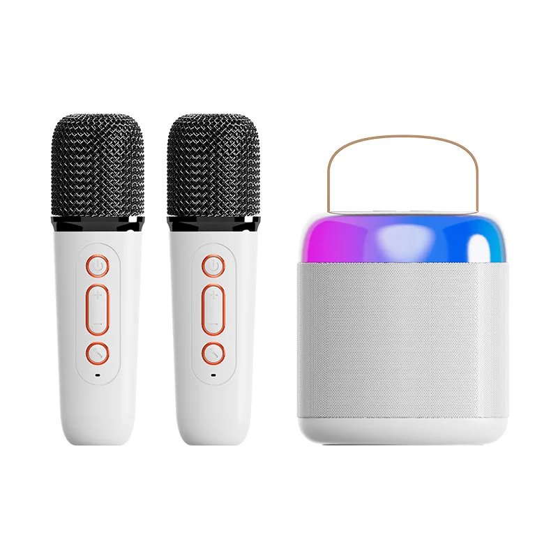 RGB Color Lights Mini Portable Mini BT Karaoke Speaker Handheld Wireless Microphone For Outdoor Family Children