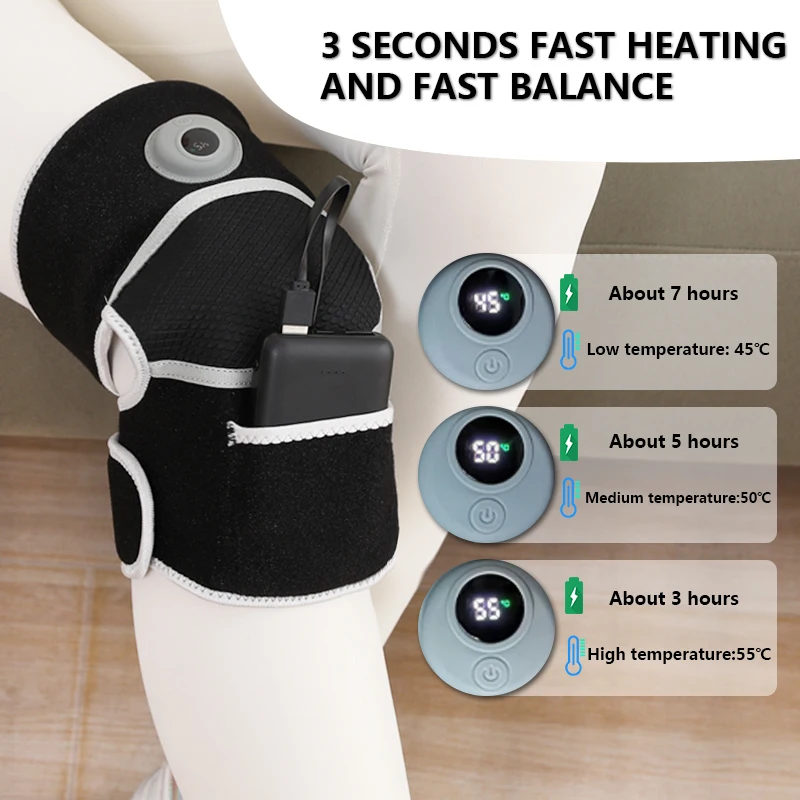 Portable Cordless Knee Heat Warmer Therapy Pad Custom Logo Knee Joint Arthritis Relief Physiotherapy Electric Heated Knee Pad