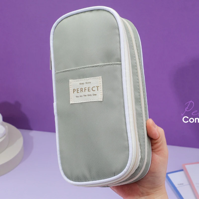 Custom logo bright color soft zipper children pencil case organizer promotional school pencil cases for kids 2024